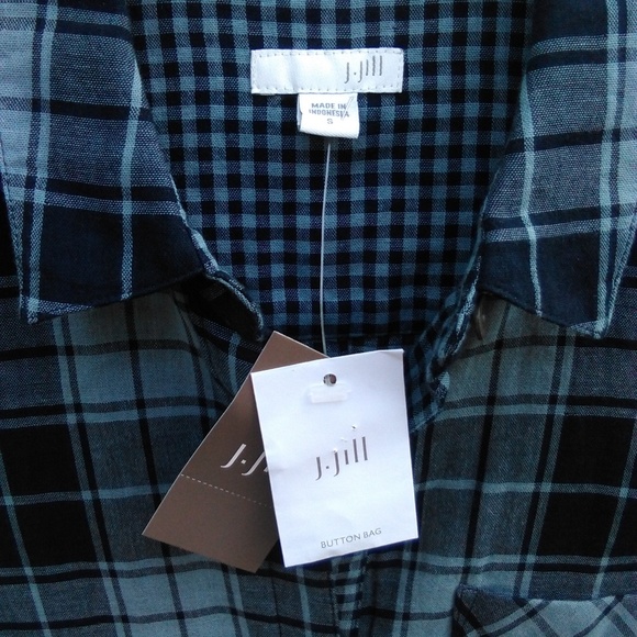 J. Jill Blue Flannel Shirt Size Small - Picture 6 of 6